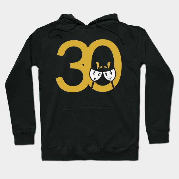30th Birthday Large Numbers and Cute Wine Glasses Hoodie by sigdesign
